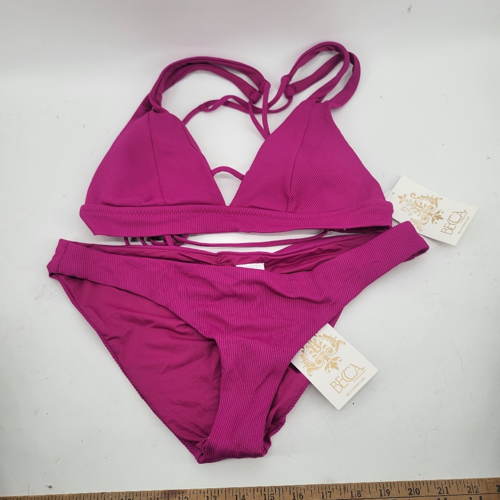 Becca Magenta Bikini Set Size Large